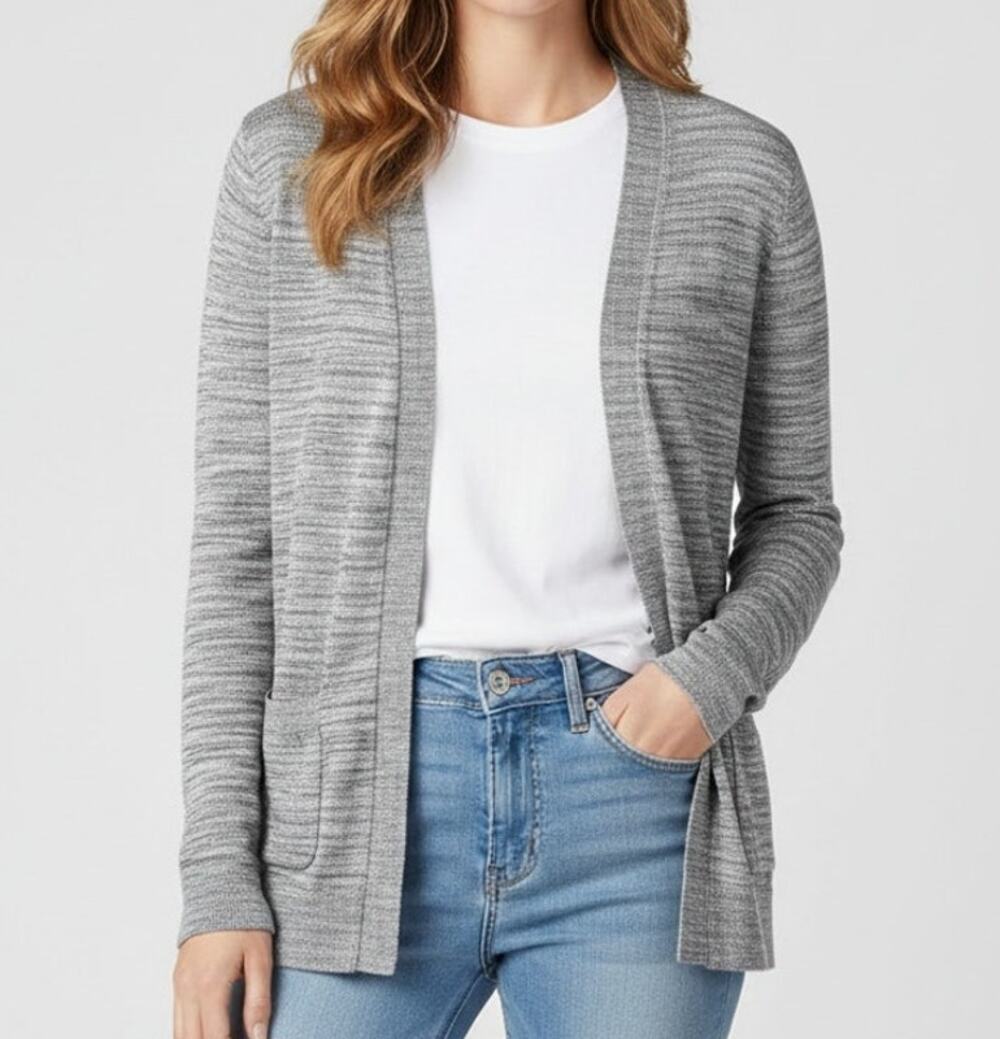 J. Crew XS Gray Heather Open Front Cardigan Sweater 100% Cotton